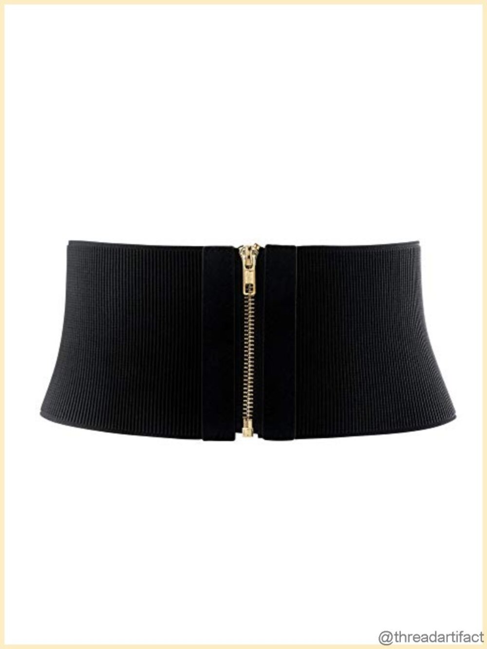 Wide Elastic Waist Cinch Stretch Belt Faux Leather Zipper Retro Dress Belt